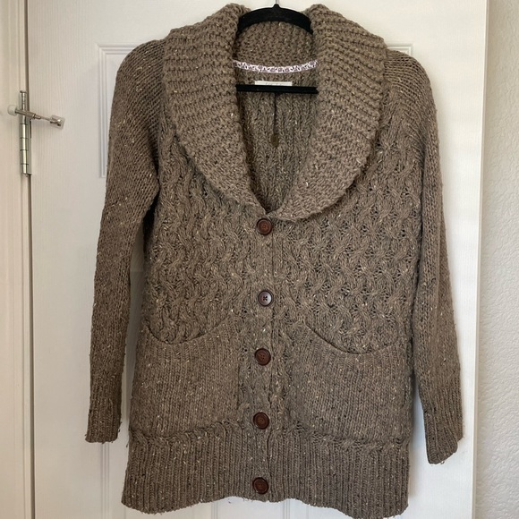 Anthropologie Isabella Sinclair Cozy Wool Button-Up Cardigan - Picture 1 of 4